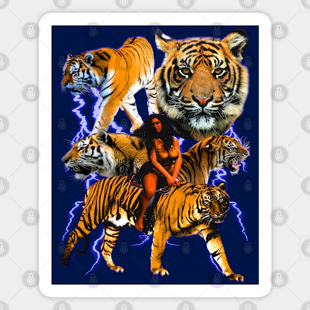 Lightning Tigers - Vintage 90's Graphic Very Cool And Sick Magnet by blueversion